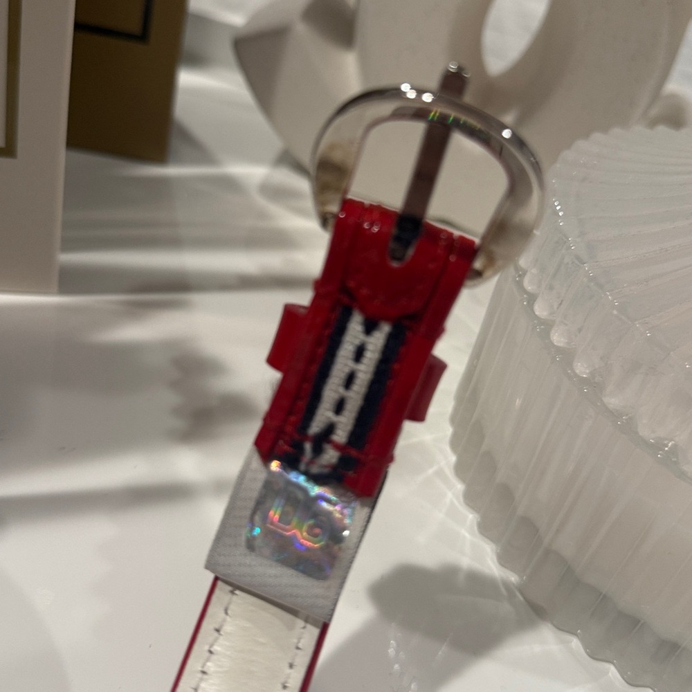 Dolce & Gabbana Red/Nevy/White Patent Leather Belt 32" - Picture 4 of 7